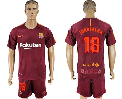 Barcelona #18 Jordi Alba Sec Away Soccer Club Jersey